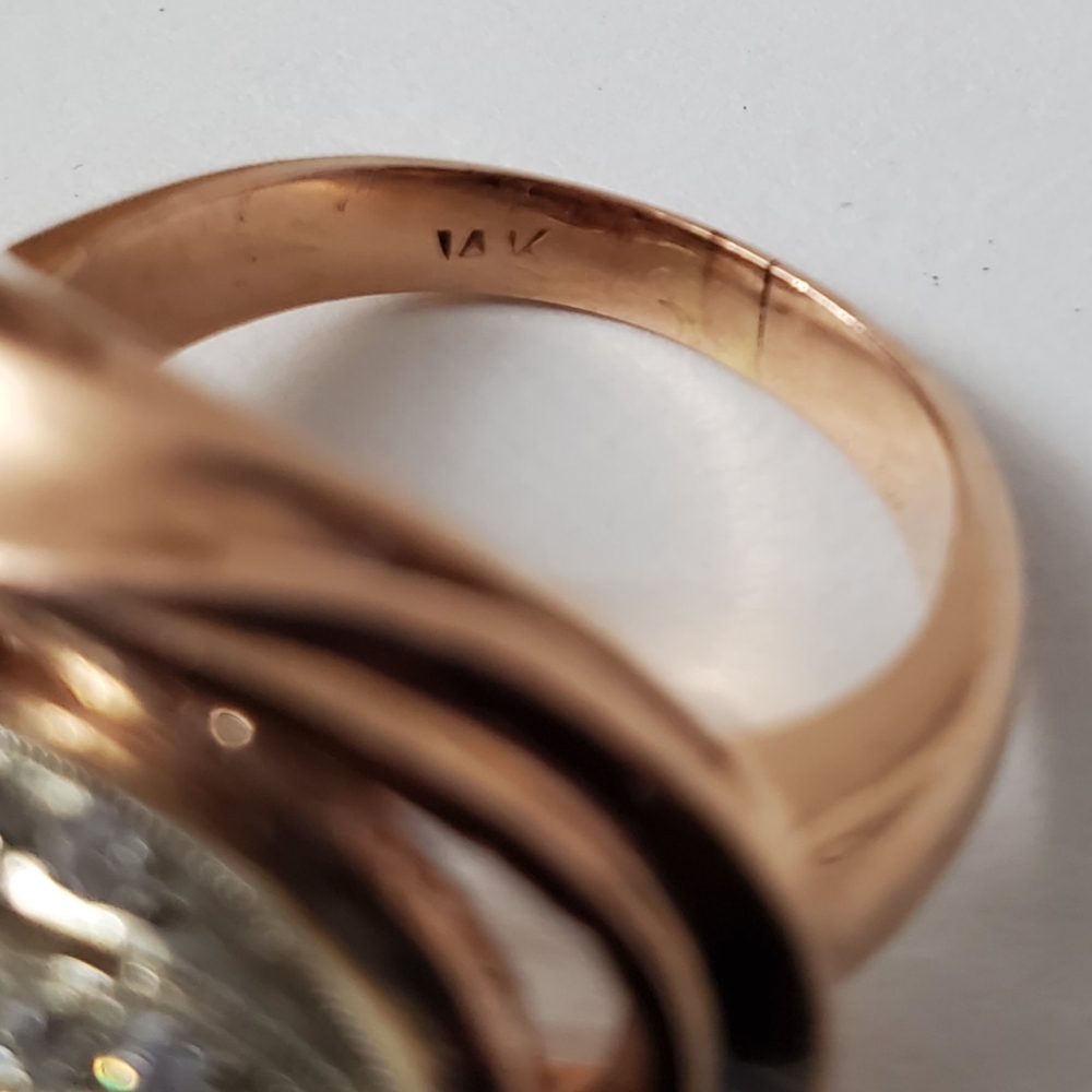 Watch Video / Antique Edwarian 14K ROSE GOLD SAPPHIRE DIAMOND RING - Picture 7 of 12